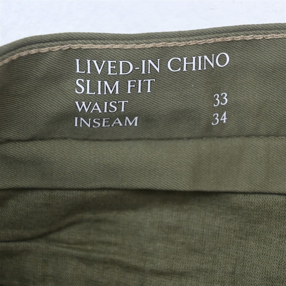 Banana Republic 33x34 Green Lived In Slim Chino Mens Pants - Picture 7 of 9